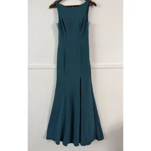Azazie A2 Teal Mermaid Bridesmaid Dress Floor Length Slit Mesh Formal Gown thumbnail 3