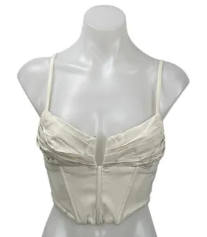 Princess Polly Beige Sleeveless Cami Pleated Bustier Corset Crop Top Size S thumbnail 1