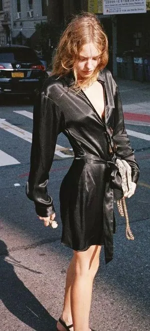 ZARA Black Satin Dress thumbnail 1
