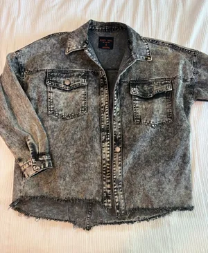 Black Label Acid Wash Gray Denim Jean Jacket thumbnail 1