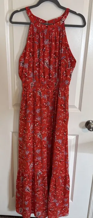 Collective Concepts Red Floral Maxi Dress Size Large Wedding Date Night Resort thumbnail 1