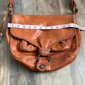 FRYE Cognac Leather Crossbody Saddle‎ Bag Braided Boho Chic Western Inspired thumbnail 14