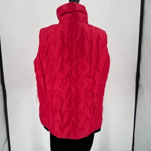 Talbots Women's Red Goose Down‎ Puffer Vest Belted Collar Quilted Fill Size L thumbnail 3