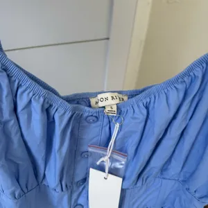 Moon River Blue Puff Sleeve Midi Dress thumbnail 2