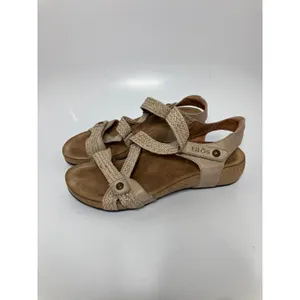 Taos The Gift Sandals Womens 39 Beige Good Braided Leather Strappy Comfort Cork thumbnail 4