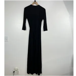 Lulus Garden District Size Large Black 3/4 Sleeve Wrap Maxi Dress Elegant thumbnail 3