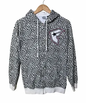 Famous Stars & Straps Dalmatian Animal Print Zip Hoodie Y2K Emo Large thumbnail 1