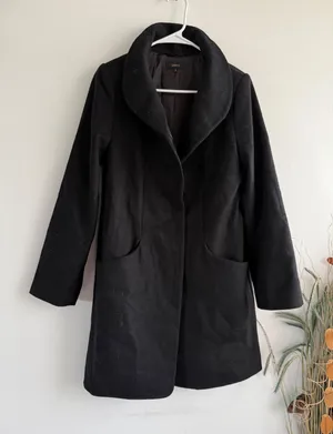 Quince Black Italian‎ Wool Shawl Collar Coat Women Small Lanificio Nello Gori thumbnail 1
