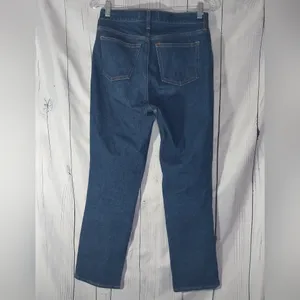 Abercrombie & Fitch Dark Blue The 90's Straight Leg Mid Rise Curve Love Jeans thumbnail 2