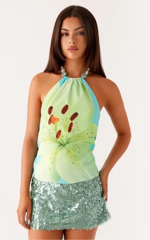 Peppermayo Dalila Beaded Tie Back Top Size XS thumbnail 1