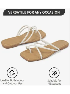 NEW Flat Sandals Comfortable Open Toe Slip On Waterproof 8.5 Brown thumbnail 7