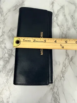 New Michael kors black gold large carryall leather wallet thumbnail 6