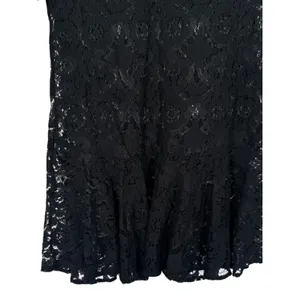 Free People Sheer Floral Lace Mini Dress 3/4 Sleeve Ruffle Hem Black Boho Size 0 thumbnail 8