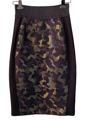 Maeve Anthropologie Small Black Metallic Camo Jacquard Pencil Mix‎ Media Skirt thumbnail 1