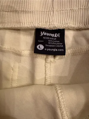 YoungLA Pastel Yellow Drawstring Lounge Shorts Size Large NWOT thumbnail 4