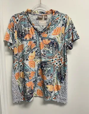 Chico's Multicolor Paisley Short Sleeve Top thumbnail 1