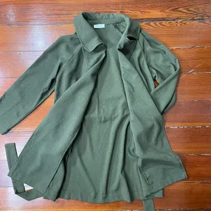 SOPHIE RUE Classic Lightweight Belted Lightweight Olive Green Trench Coat~XL thumbnail 10
