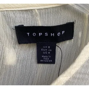 Topshop Boho Feminine Fairy Romantic Cream Pastel Pleated Sheer Neckline Blouse Size 8 thumbnail 7