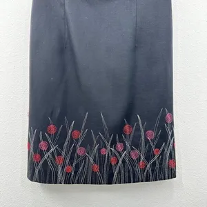 Black Sleeveless Boatneck 90s Y2K Floral Embroidered Mini Dress Clueless Noir thumbnail 4