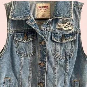 Women’s Mossimo Y2K Distressed Jean Vest Small Blue thumbnail 4