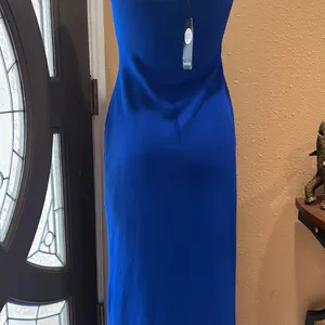 Boohoo night strapless long dress with slit thumbnail 6