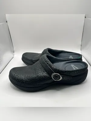 DANSKO Allison slip on EUR 39 US 8.5 Black Tooled Leather Clog Shoes thumbnail 3