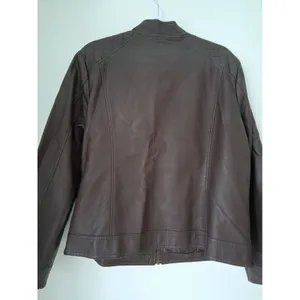 Christopher & Banks Jacket Brown Faux Leather Zip Up Pockets Women's size L thumbnail 7