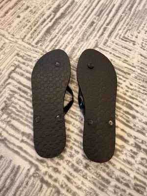 NEW Coach women's size 10 (40) black Abbigal turn-lock flip flops thumbnail 9