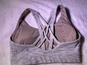 lululemon athletica Grey Striped Strappy Sports Bra thumbnail 7