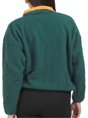 Wilo The Label Cozy Cosy Fleece Pullover Sweatshirt Teal/Marigold Green XS thumbnail 2
