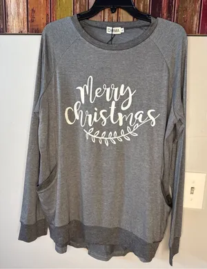 plus size long sleeve merry Christmas sweatshirt thumbnail 1