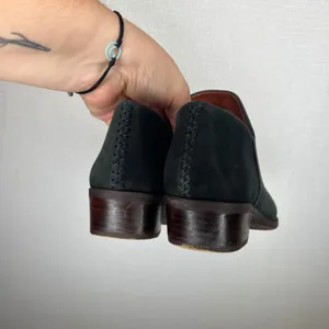 Lucky Brand Basel Black Nubuck Leather Ankle Booties Whipstitch Detail Size 8M thumbnail 4