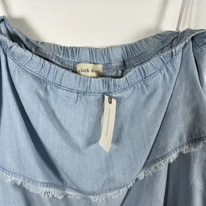 Anthropologie Cloth & Stone Frayed Edge Chambray Layered Mini‎ Skirt sz Medium thumbnail 3
