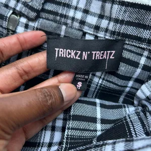 Dolls Kill Trickz N Treatz Black and White Plaid Pleated Mini Skirt Size Small thumbnail 6