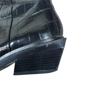 Zara Croc Embossed Square Toe Ankle Boots Black Architectural Heel Size 38 / 7.5 thumbnail 8