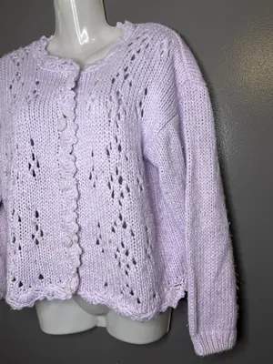 Vintage The Weathervane Cardigan Sweater Womens Medium Purple Crochet Knit thumbnail 4