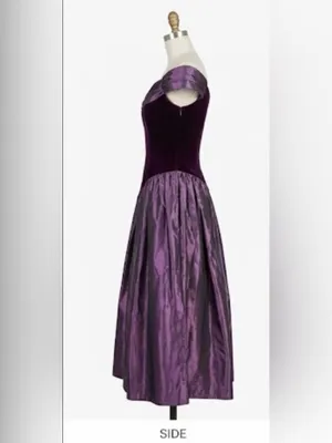 Vintage Jessica McClintock Homecoming Dress Off Shoulder Velvet Taffeta 8 thumbnail 13