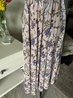 Angie Aawari nude blush, BoHo floral smocked maxi dress small thumbnail 4