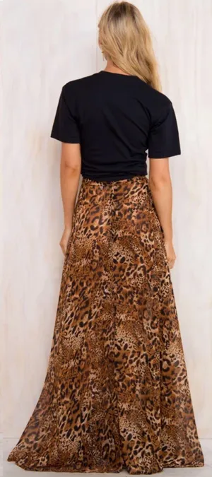 LIONESS NWT Princess Polly/ Nasty gal leopard animal print chiffon High Waisted maxi skirt thumbnail 10