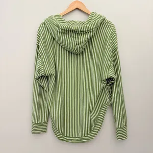 Anthropologie Pilcro Green Wharfside Striped Hoodie‎ 100% Cotton Size M thumbnail 9
