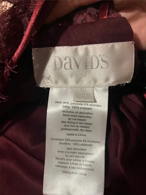 David's Bridal Women's Satin V-Neck Slip Dress - Burgundy thumbnail 7