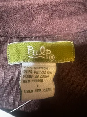 Pulp long sleeve button down velour coffee bean chest pocket shirt L thumbnail 6