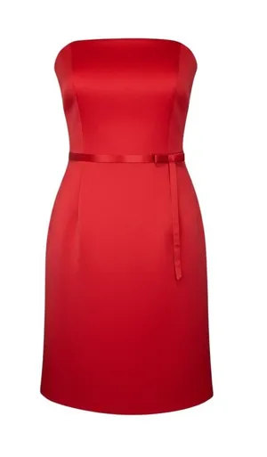 Vintage Jessica McClintock Strapless Red Cocktail Dress thumbnail 1