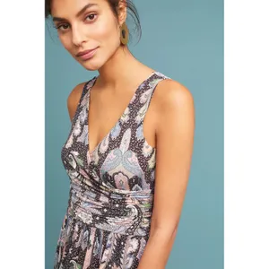 Maeve Anthropologie Womens Leslie Midi Paisley Faux Wrap V-Neck Dress Black S thumbnail 4