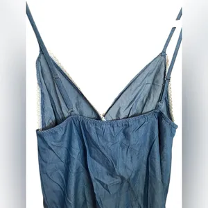 NEW POL Chambray Lace Trim Babydoll Cami Tank Top Small thumbnail 7