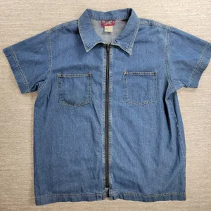 Vintage 70s Denim & Co Denim Shirt Womens 1X Blue Exposed Zip Front Work Chore thumbnail 1