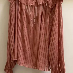By Anthropologie Sheer Striped Blouse Top plus XXL 2X NEW BOHO rose long sleeve thumbnail 14