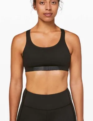 Lululemon Womens Adapt The Strap Sports Bra Black Logo Straps M Flawed Padded thumbnail 1