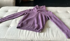 Ralph Lauren Sports Purple Knit Sweater Green Logo Size Medium thumbnail 1