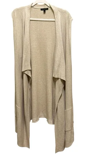 Banana Republic Waterfall Knit Vest Sweater Tan Womens Sz‎ L thumbnail 1